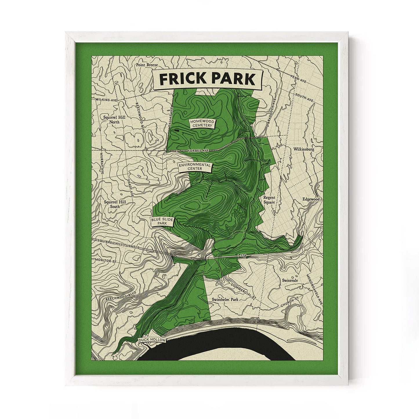 Frick Park Map Print
