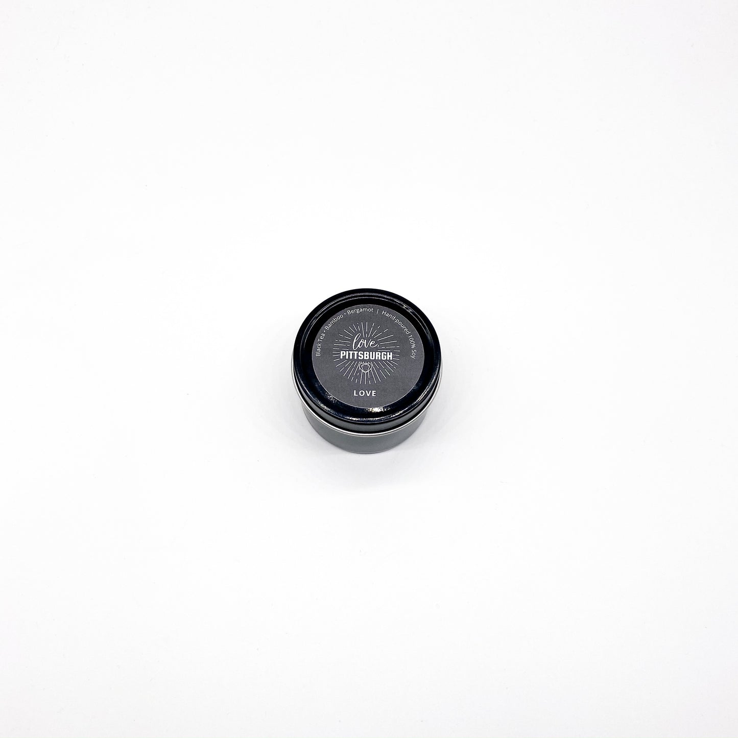 Small LOVE Candle - Black Tin