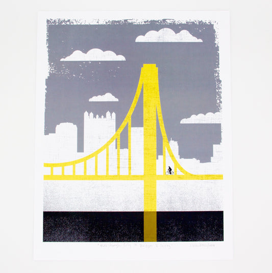 Small Grey City of Bridges Print 2