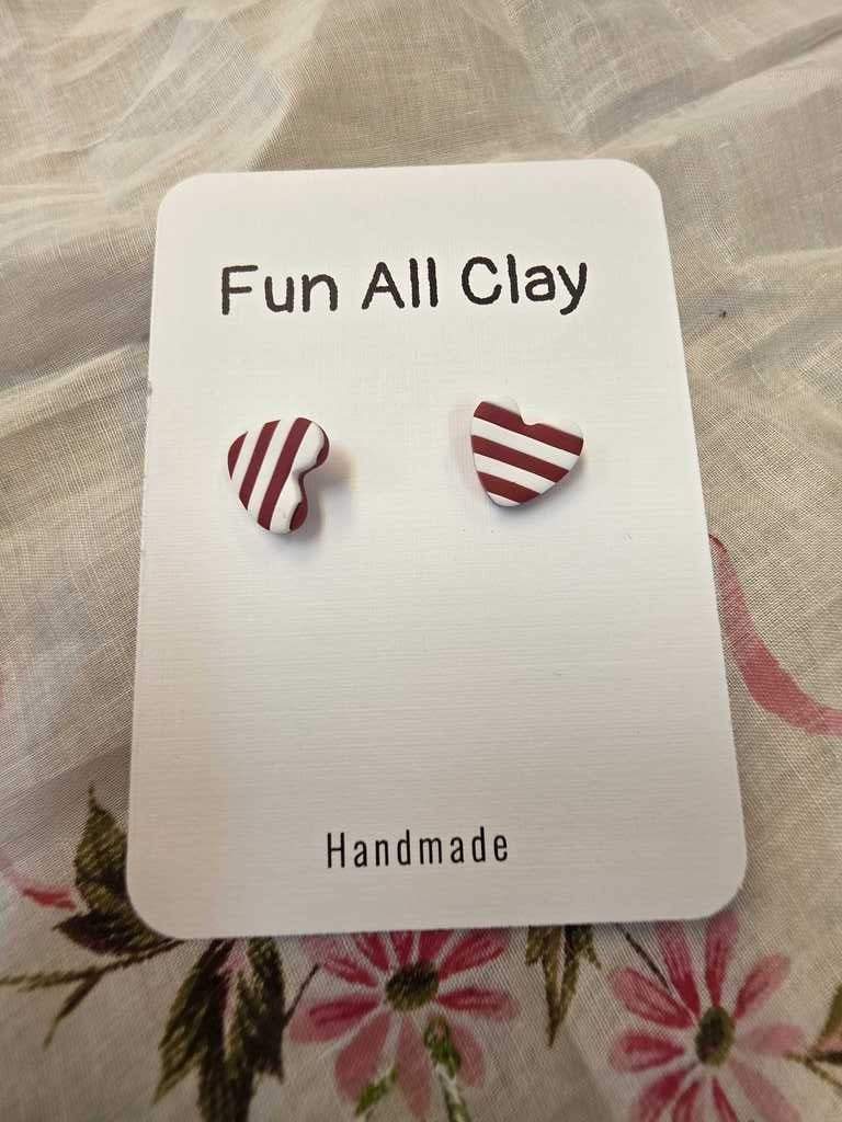 Brick and White Heart Studs