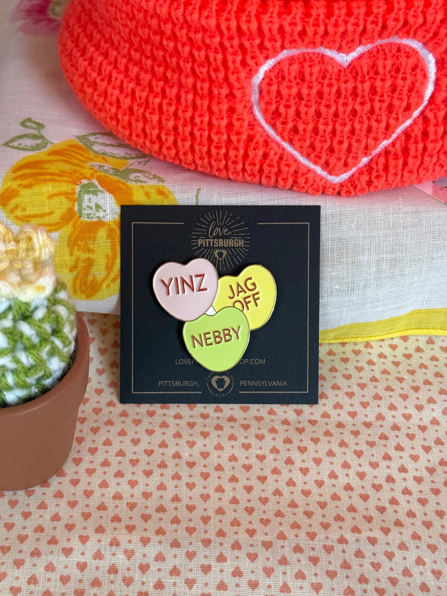 Pittsburghese Conversation Heart Enamel Pin