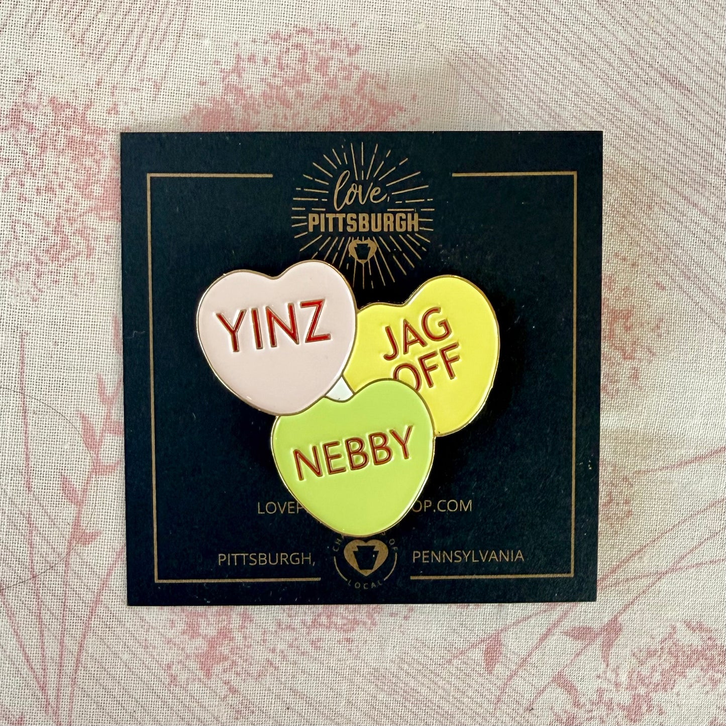 Pittsburghese Conversation Heart Enamel Pin