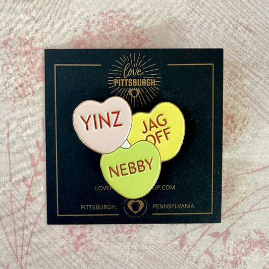 Pittsburghese Conversation Heart Enamel Pin