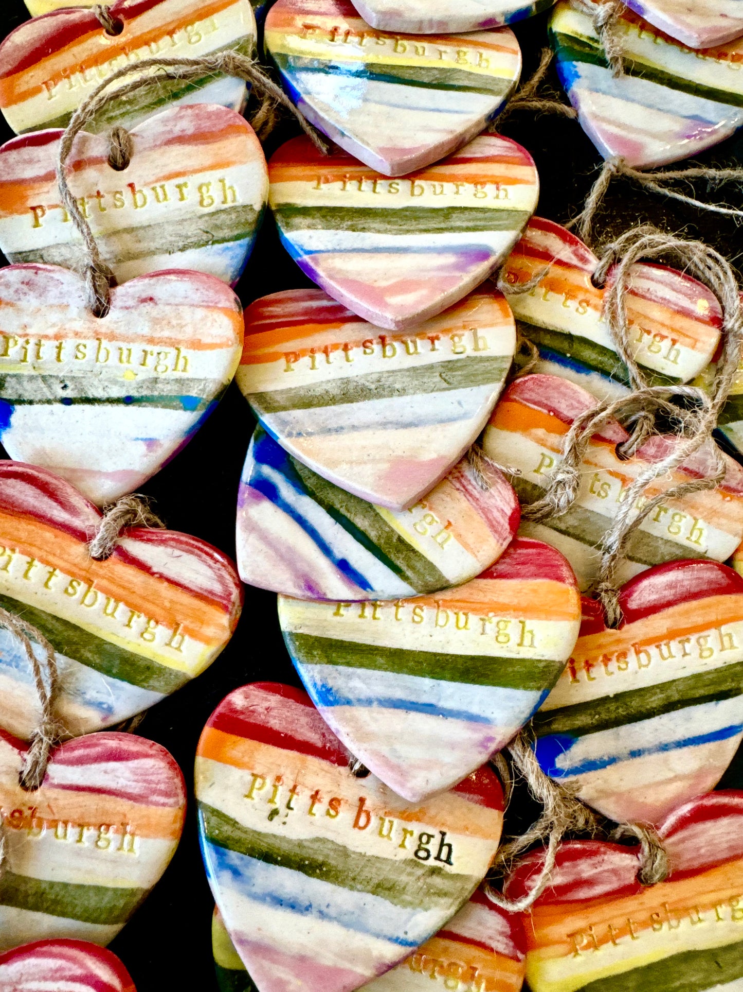 Rainbow Pittsburgh Heart Ornament