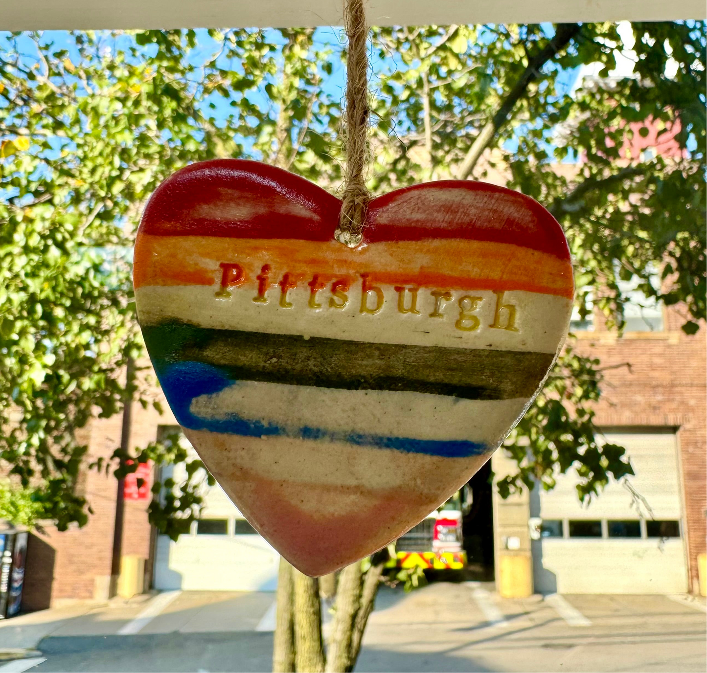 Rainbow Pittsburgh Heart Ornament