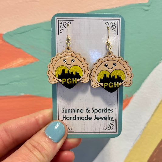 Pierogi Pittsburgh Heart Earrings