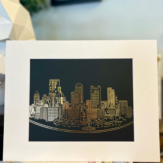 Pittsburgh Skyline Gold Foil Print