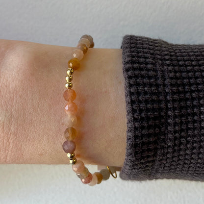 Mini Faceted Bead Bracelet - Sunstone