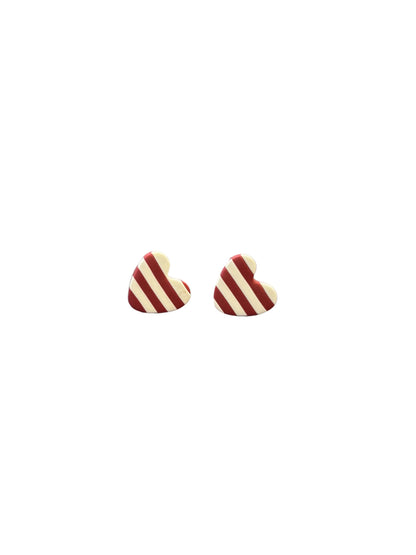 Brick and White Heart Studs