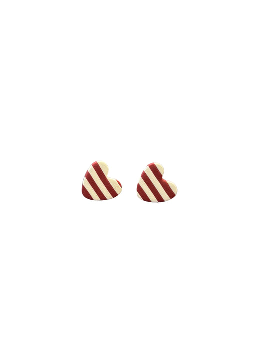 Brick and White Heart Studs