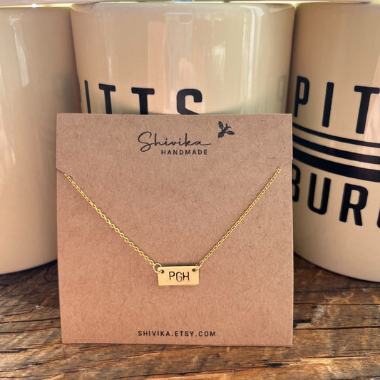 Stamped PGH Necklace - Brass