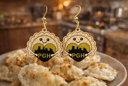 Pierogi Pittsburgh Heart Earrings