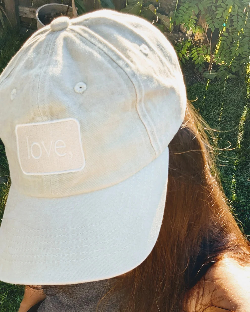 Dad Hat - love, Patch - Stone Washed Khaki