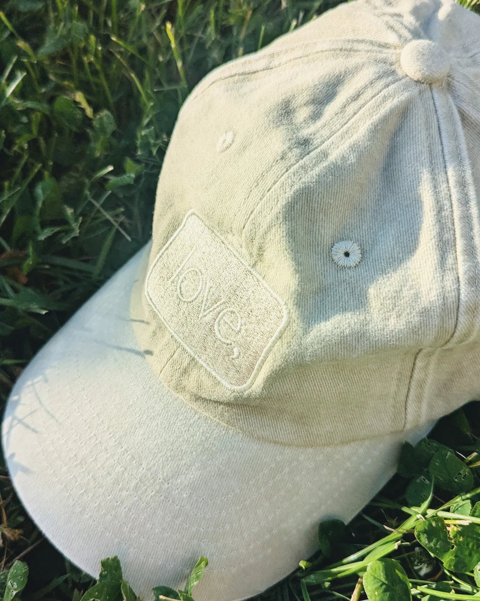 Dad Hat - love, Patch - Stone Washed Khaki