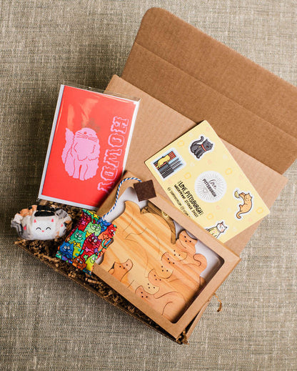gift box of cat friendly items