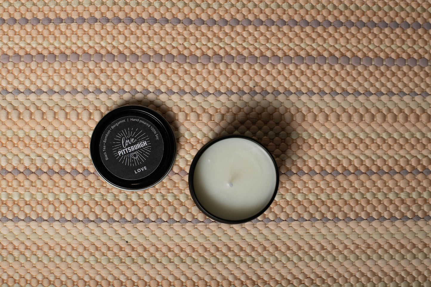 Small LOVE Candle - Black Tin