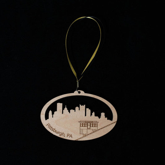 Wood Pittsburgh Skyline Ornament