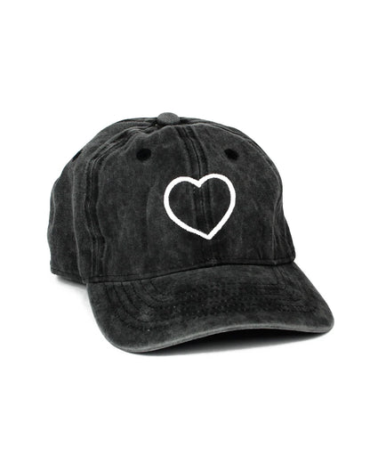 Heart Dad Hat - Stone Wash Black