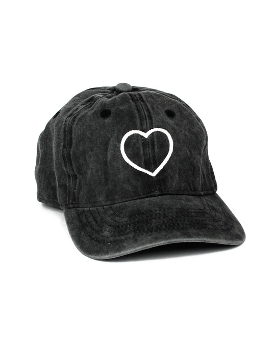 Heart Dad Hat - Stone Wash Black