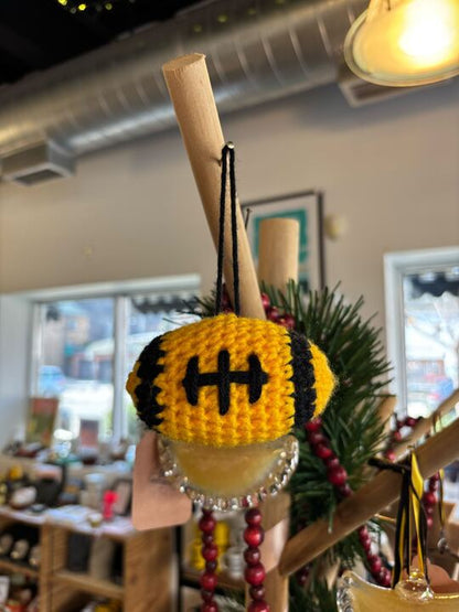 Crochet Football Ornament - Gold