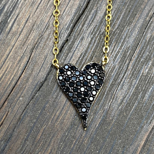 Black Pavé Heart Necklace