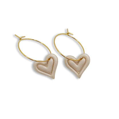 Sweetheart Hoop Earrings - Pearl