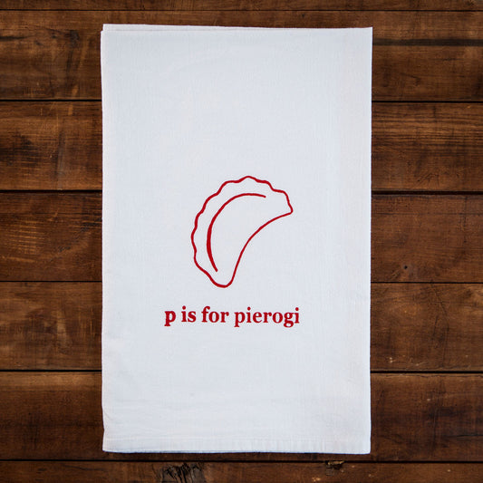 P is for Pierogi Tea Towel
