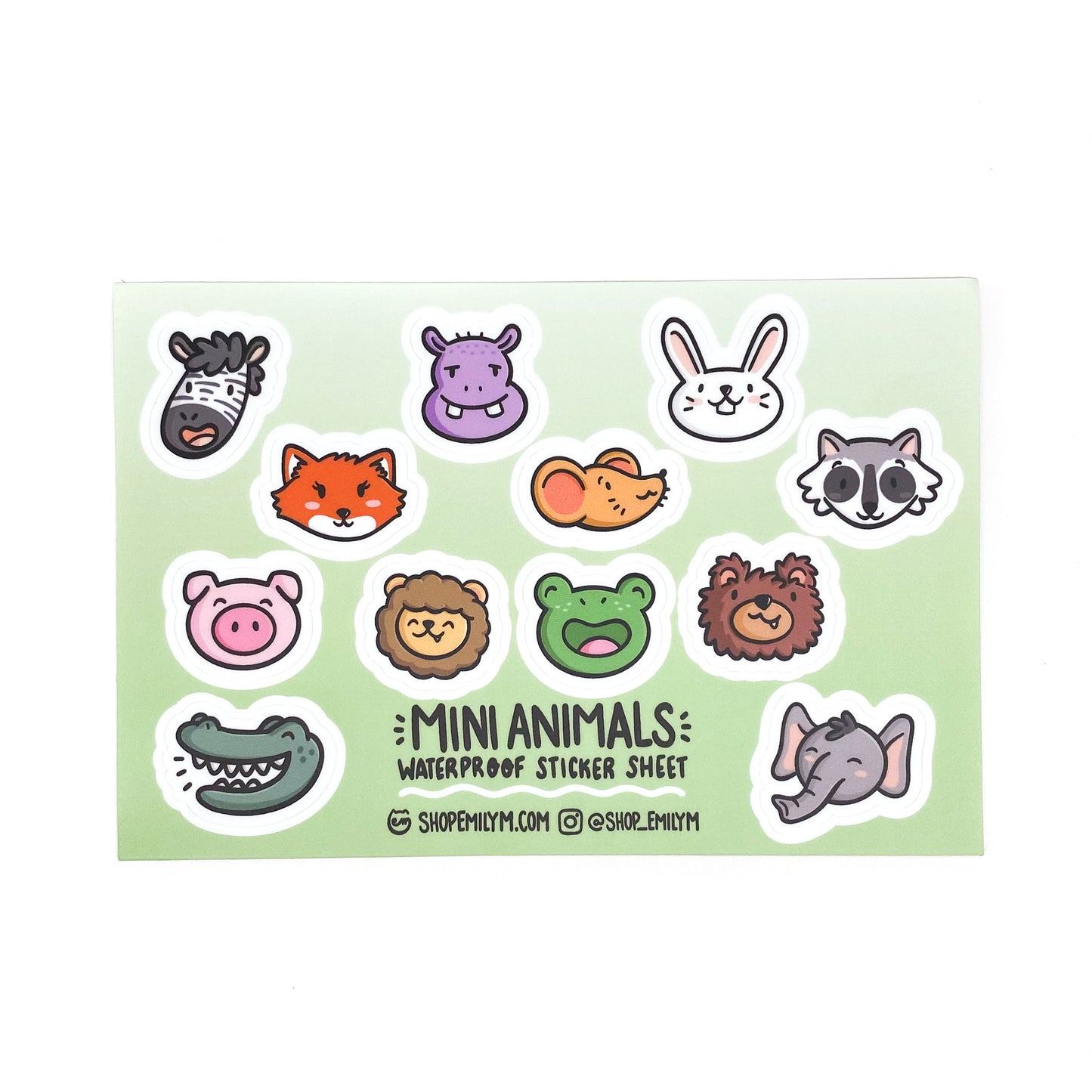 Mini Animals Waterproof Sticker Sheet