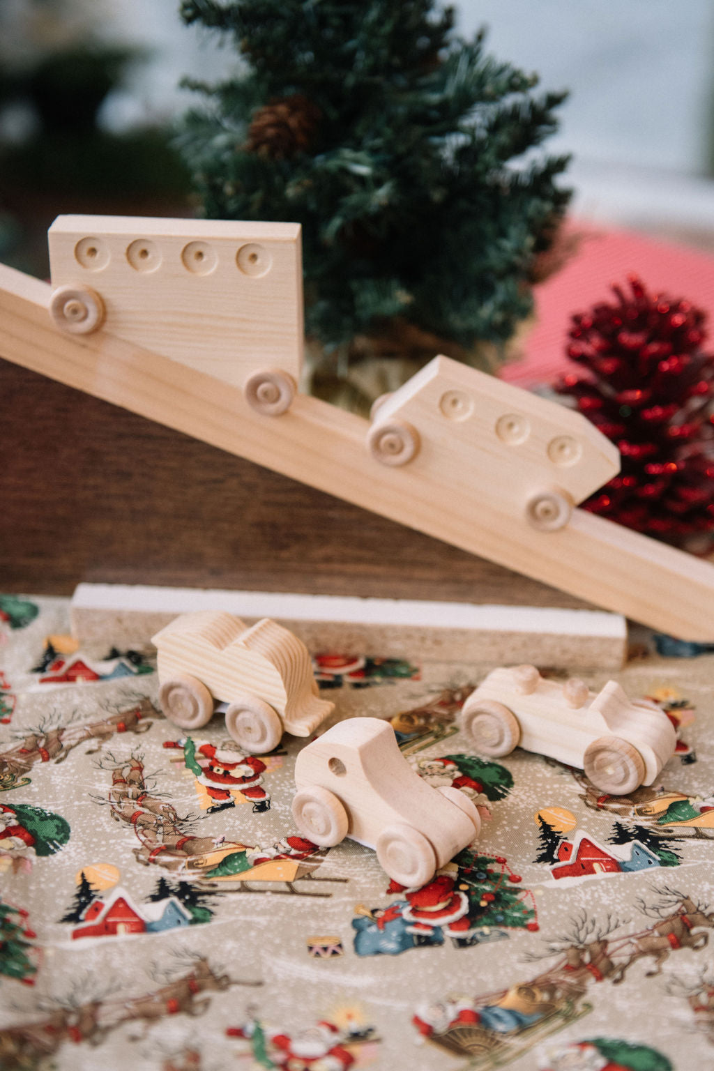 Wooden Incline Cars Toy
