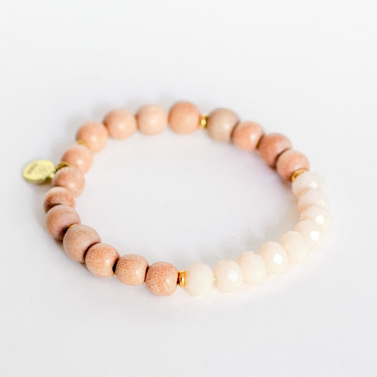 Rosewood & Crystal Diffuser Bracelet - Clear Cream