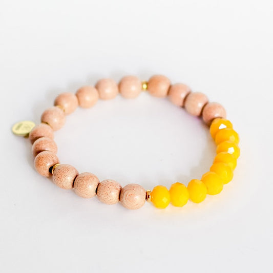 Rosewood & Crystal Diffuser Bracelet - Yellow