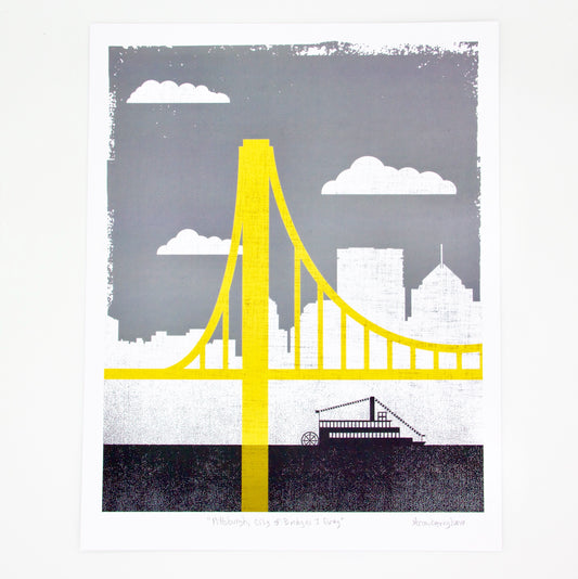Small Grey City of Bridges Print 1